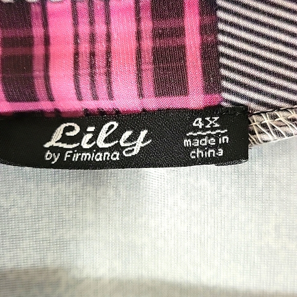 LILY Long Sleeve Tunic with Cowel Neckline and Plaid Embellishment Size 4X - Picture 2 of 8